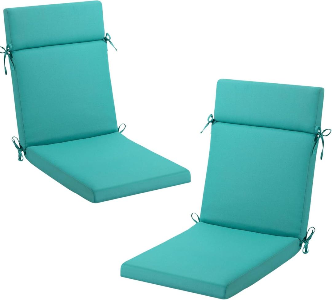 Outdoor Chair Patio Furniture Cushions, Rocking Chair Cushions Waterproof, 21" x 20", Outdoor Seat Cushions with Straps for Set of 2 (Green)