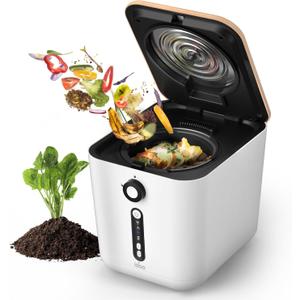 iDOO Compost Bin, Electric Composter for Kitchen Countertop, 3L Smart Mill Composter Kitchen Bin, for Mom, Auto Home Compost Machine Odorless, Turn Waste to Pre-Compost for Plants (White)