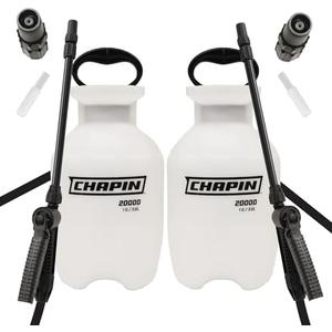 Chapin 22000 Made in USA Value Pack of 2 Units, 1 Gallon Lawn and Garden Pump Pressured Sprayer, for Spraying Plants, Garden Watering, Lawns, Weeds and Pests, Translucent White