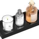 ZHWS Bathroom Tray Countertop for Toiletries, Black Vanity Tray for Makeup Perfume Decor Candle, Bamboo Kitchen Tray for Soap Dispenser Salt Pepper Brush Holder 11.3” L x 4.4” W x 1.1” H