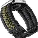 BINLUN Watch Band Compatible with Apple Watch 44mm 45mm 46mm 49mm, Braided Paracord Nylon Watch Strap Replacement Compatible with iWatch Ultra/Ultra 2 Series 10/9/8/7/6/5/4/SE/SE2/3/2/1 for Men - Black/Green