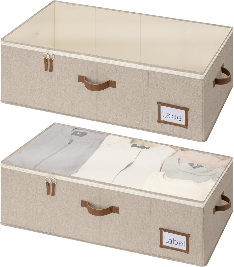 StorageWorks Under Bed Storage Bins, 10'' Underbed Storage Containers with Lid, 77L Clothes Organizer for Bedding, Blankets, Sweaters, Shoes, 2-Pack