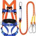 TT TRSMIMA Safety Harness Fall Protection Kit: Full Body Roofing harnesses with Shock Absorbing Lanyard - Updated Comfortable Waist Pad