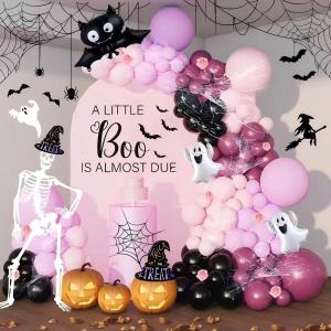 A Little Boo is Almost Due Baby Shower Decal for Balloon Arch - Halloween Boo Backdrop Sticker,Bat First Birthday Photography Background, Kids 1st Birthday Party Decor (A Little Boo Decal)