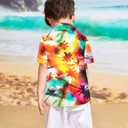 Family Hawaiian Matching Outfits Father Son Matching Shirts Tropical Flower Short Sleeve Button Down Tops
