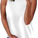 LONGYUAN Women's Sleeveless Cami Tops Casual Tshirt Summer Loungewear Tank Tunic White, Large