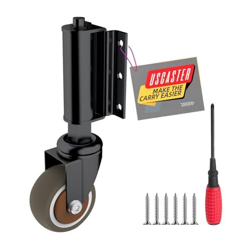 USCaster 1 Pack Gate Wheel 2inch Gate Caster for Wooden Gate 80lbs Capacity 360 Degree Rotation TPR Rubber Tire Spring-Loaded Gate Wheels with Screws & Screwdriver(Black)
