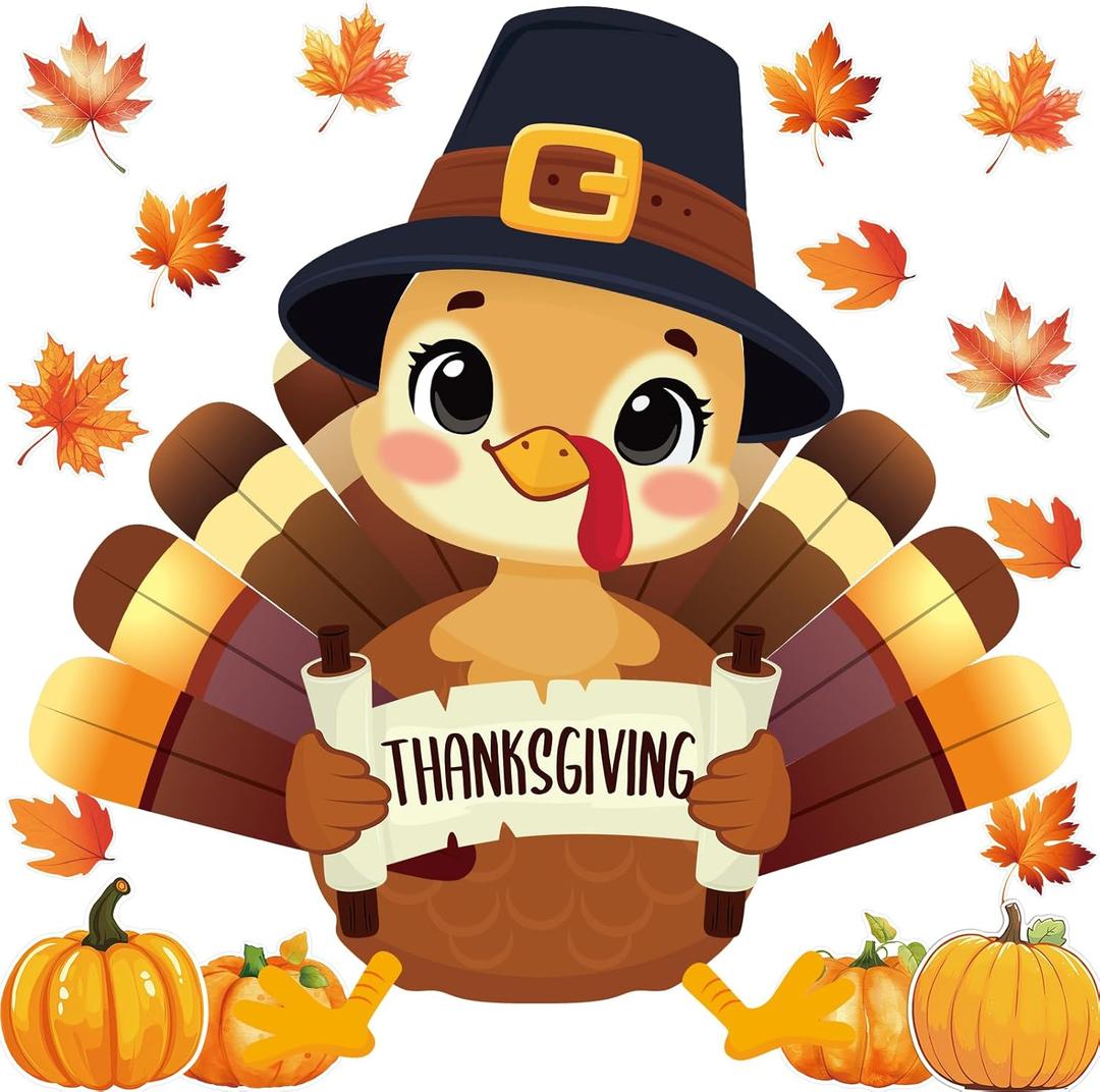 2 x Treasure Cove Turkey Bulletin Board Decoration Set Thanksgiving Turkey Cutouts for Classroom School Wall Decor Party Supplies 56Pcs