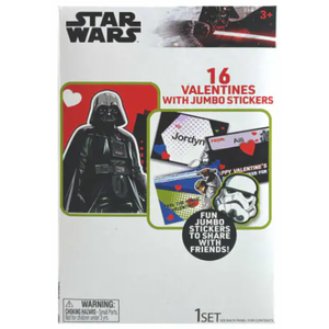Star Wars 16 Valentines with Jumbo Stickers