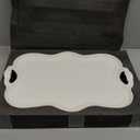 16" Ceramic Serving Tray with Handles, Vintage Large Serving Platter, Luxury British Style Coffee Table Tray, Decorative Dish with Golden Rim, Rectangular Tea Tray for Perfume for Living Room