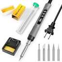 Soldering Iron Kit, 190W Soldering Gun, 110V LED Solder Kit for Electronics, Adjustable Temperature 356-932℉, Includes Solder Wire, Tips, Stand, Sponge and Flux Paste, Grey
