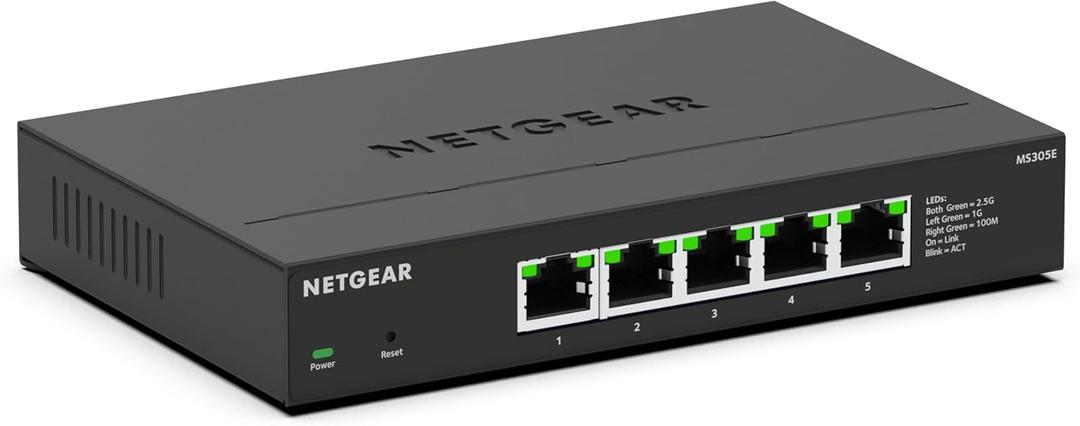 NETGEAR 5-Port 2.5G Multi-Gigabit Ethernet Easy Smart Managed Essentials Network Switch (MS305E) - with 5 x 2.5Gbps Ports, Desktop or Wall Mount, Metal Case