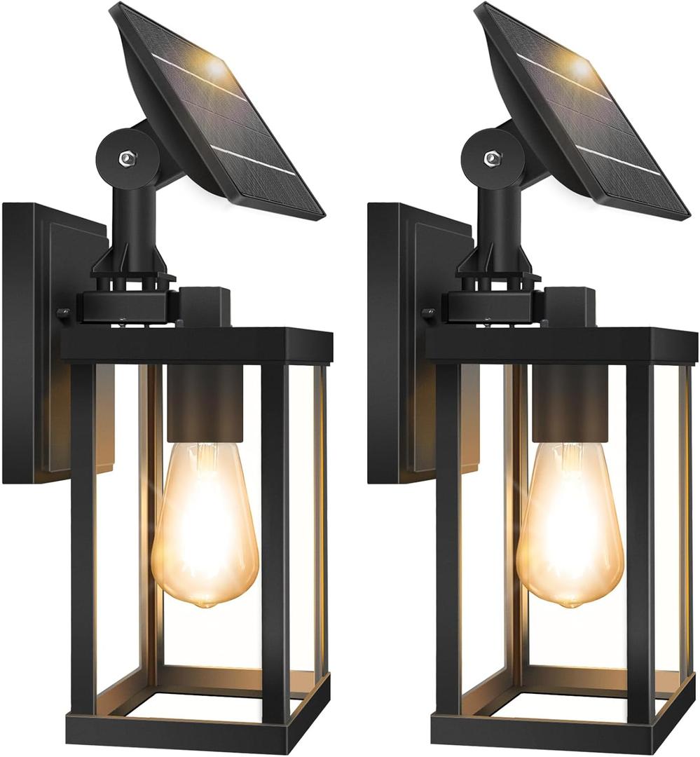 Dusk to Dawn Solar Wall Lights Outdoor, Black (Black(2 Pack))