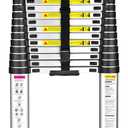 15.5 Ft Telescoping Ladder, SocTone Aluminum with Non-Slip Feet, 330lbs Max Capacity, Collapsible Ladder with Hooks for RV or Outdoor Work