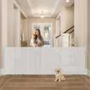Upgrade Retractable Baby Gates Extra Wide(120" W x 42" H), 120 inch Reinforced Retractable Dog Gate to Prevent Crawling Through, Retractable Gate Outdoor/Indoor, Real One-Handed Operation, White
