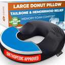 5 STARS UNITED Donut Pillow Hemorrhoid Tailbone Cushion  Large Cushion for Pain Relief  Coccyx, Prostate, Sciatica, Pelvic Floor, Pressure Sores, Pregnancy, Postpartum Recovery, Gray