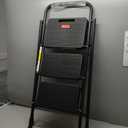 HBTower Step Ladder, Folding Step Stool with Wide Anti-Slip Pedal, Sturdy Steel Ladder, Convenient Handrail, Lightweight, Portable Steel Step Stool (Black)