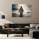 Jesus Canvas Wall Art Christ Wall Decor Jesus Walking in Water Picture Religious Painting Christian Artwork for Living Room Bathroom Modern Home Decor Framed(Art-2,16.00"x24.00")