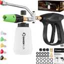 SakerPlus Foam Cannon Dual Connector Accessory,Pressure Washer Gun with Foam Cannon,1/4 Inch Quick Connector with 5 Power Washer Sprayer Nozzles,for Car Washing and Cleaning
