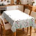 Eikione Rectangular Tablecloth 60x102In, Pink Flower ButterflyTableclothes Outdoor Washable Seasonal Table Cover for Party Picnic Dinner Decor