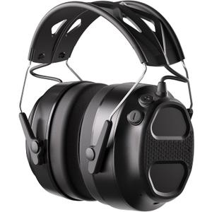 Bluetooth 5.4 Hearing Protection Headphones with Rechargeable Battery 120H Playtime, SNR 30dB Safety Earmuffs Ear Protection for Lawn Mowing, Workshops, Snowblowing, Construction (Black)