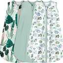BSTOPPT 3 Pack Baby Sleep Sack 0-6 Months 100% Rayon Cotton Baby Sleeping Bag 2-Way Zipper Toddler Wearable Blankets Comfy Stretchy Lightweight TOG 0.3 （Banana&leaf&green）