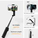 Selfie Stick with Wireless Remote Portable Selfie Stick for iPhone & Android, Lightweight Foldable Travel Phone Holder for Cell Phone, for Photograph, Video Recording, Streaming, Black
