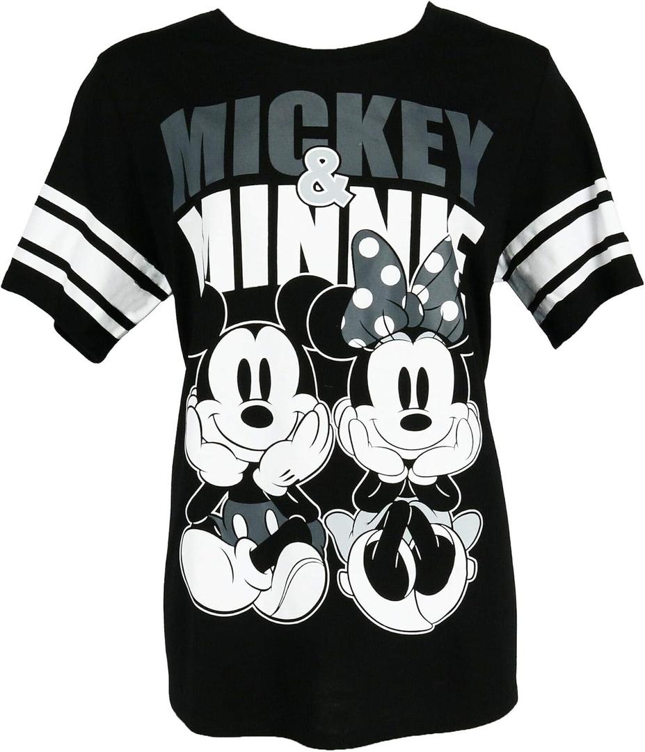 Disney Women's Plus Size Mickey and Minnie Mouse Jersey Tee, 1X, Black
