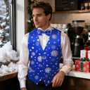 DiBanGu Mens Christmas Suit Vest Holiday Xmas Waistcoat Bowtie Set Party Suit Vest Christmas Holiday Waistcoat Tuxedo (Small, Blue Silver)