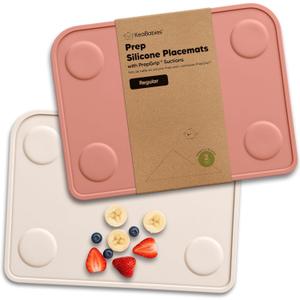 KeaBabies 2pk Silicone Placemats for Toddlers, Kids - 12x9 Non Slip Suction Baby Silicone Placemat for Restaurants, Dining Table,Travel,Easy to Clean,Food Grade/BPA-Free,Small Baby Table Mat(Roseate)