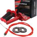 JFG RACING Motorcycle Throttle Assembly,7/8" 22mm Quick Twist Throttle Grips With Throttle Cable Aluminum Alloy Universal For CRF50 KLX SSR TTR 110 125 150 200 250cc Dirt Pit Bike ATV Mini Bike Red (