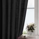 Black Linen Curtains 84 inches Long 2 Panels for Bedroom Back Tab Light Filtering Privacy Sheer Black Curtains Muslin Look Modern Farmhouse Cotton Textured Gauze Curtain for Living Room 2 Panel Set