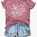 Women's Vintage Floral T Shirt Boho Wildflower Graphic Loose Tees Short Sleeve Casual Tops L