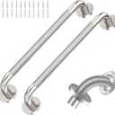 2 Pack 18 inch Shower Grab Bar with Knurled Anti-Slip Grip, ADA 500lbs Supporting, Grab Bar for Bathroom with Concealed Screws, Stainless Steel Chrome Polished Handicap Grab Bar for Gifts