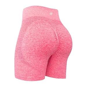 RUNNING GIRL Seamless Workout Gym Shorts for Women Scrunch Butt, High Waist Tummy Control Running Booty Yoga Shorts(DK3088Hot Pink, S)