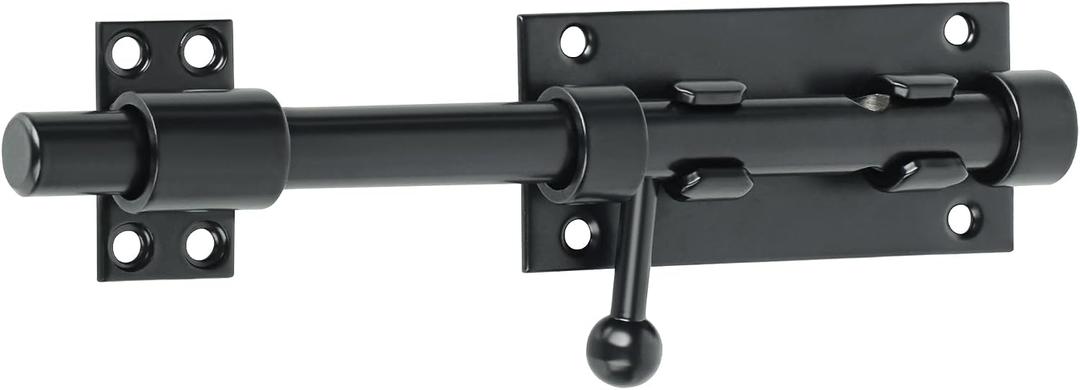 Alise 8 Inch Sliding Door Lock, SUS304 Stainless Steel Padlock-Style Gate Latch,Thickened Heavy Door Lock Latch, Security Slide Latch Lock for Outdoor Fence, Window,Shed Door Black MCX7008-B