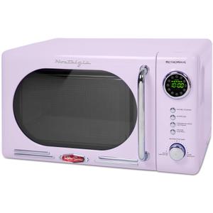 Nostalgia Countertop Microwave Oven with Easy Clean Interior- Retro Microwave with LED Display & Child Lock- Compact 0.7 Cu Ft Oven With 12 Pre-Programmed Settings for any kitchen- 700-Watts- Lavender