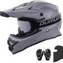 OUMURS Adult ATV Dirt Bike Helmet with Goggles Gloves & Mask Adjustable Sun Visor Motorcycle Adult Helmet Off-Road Motocross Downhill Moped MX for Unisex-Adult-Gray, XL