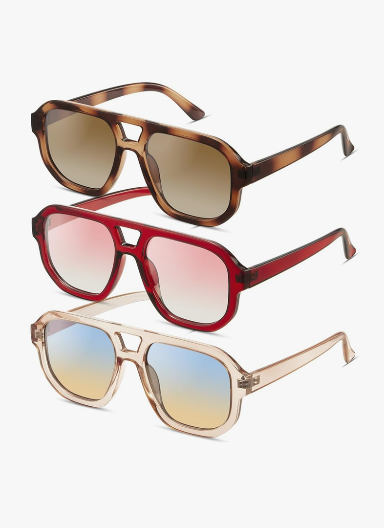 livho Trendy Polarized Square Aviator Sunglasses Women Men Square Eyewear Frame, Retro Sun Glasses for Women Men 2025 Shades