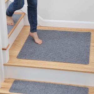 MBIGM Non-Slip Carpet Stair Tread Mat 30" x 30" Landing Rug-Matching Mat Non-Skid Safety Rug Slip Resistant - Light Gray (2'6" x 2'6" - 1 pcs)