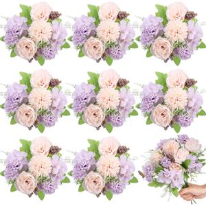 Lyrow 8 Pcs Peony Artificial Flowers Fake Silk Hydrangea Bouquet Elegant Peony Flowers for Wedding Decoration Faux Realistic Floral for Home Party Table Centerpieces Arrangement (Pink,Purple)