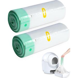 ANWA 40 Count Cat Litter Box Liners for Automatic Cat Litter Box and Litter Box Robot 4/5, Heavy-Duty, Extra Thick (20 Count (Pack of 2), White)