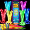 PartySticks Glow Sticks Party Supplies 100pk - 8 Inch Glow in the Dark Light Up Sticks Party Favors, Glow Decorations, Neon Party Glow Necklaces and Glow Bracelets with Connectors