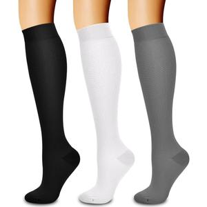 Laite Hebe 3 Pack Medical Compression Sock-Compression Sock For Women and Men Circulation -Best for Running,Nursing,Athletic Sports (Small-Medium, 02-black/White/Grey)
