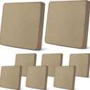Newwiee 8Pcs Patio Cushion Covers Stretch Outdoor Cushion Cover Replacement for Patio Furniture Sofa Couch Slipcovers, Soft Flexibility Washable Furniture Protector(Waterproof Pure,Khaki Yellow)