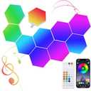 ENATECLITE Smart Hexagon Light 8 Pack - APP+Remote Control, Music Sync RGB Wall Panels for Gaming Room, Bedroom Beige