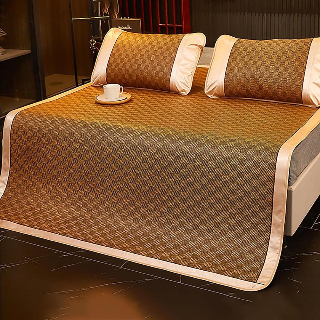Summer Sleeping mat, Summer Cooling Bam-Boo Sleeping Mat Foldable, Traditional Chinese Rattan Pad Cooling Mattress, Foldable Breathable, for Single Double Queen-Size(Color B,90cm)