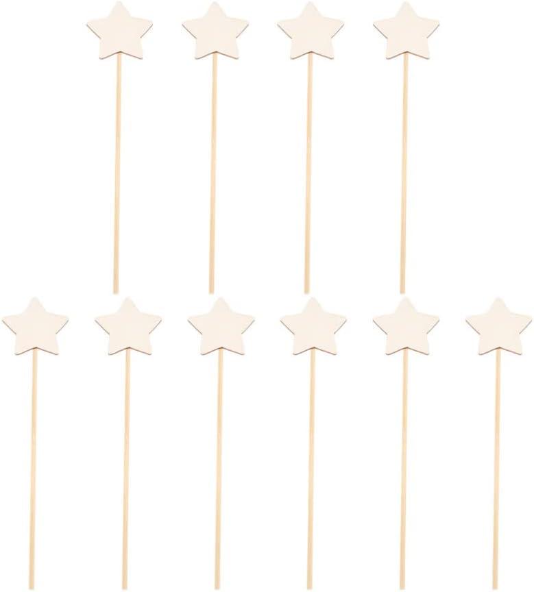 TOYANDONA 10Pcs Make Your Princess Wand, Star Shape Fairy Wand Stick Unfinished Wooden DIY Crafts for Girls Princess Art Cosplay Costume Party