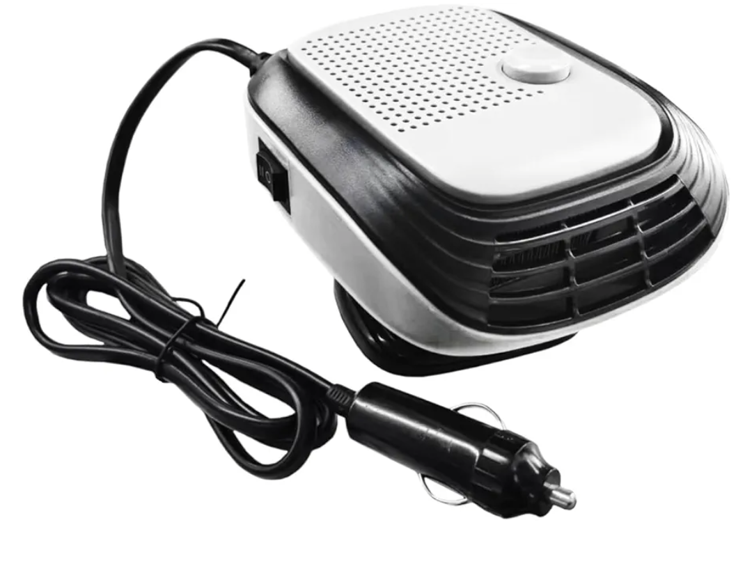 2in1 Portable Car Heater & Cooler Fan, 12V Fast Windshield Defroster and Defogger with 360° Rotation, Plugs into Cigarette Lighter