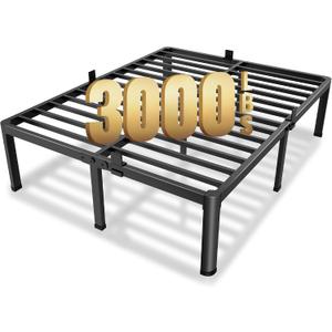 MAF 14 Inch Queen Metal Platform Bed Frame with Round Corner Legs, 3000 LBS Heavy Duty Steel Slats Support, Noise Free, No Box Spring Needed, Easy Assembly